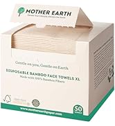 MOTHER EARTH Bamboo Face Towels XL - Hypoallergenic and Disposable Face Wipes | Dry Makeup Remove...