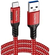 Aoybevty USB A to USB C 3.1/3.2 Cable 10ft (Red), 10Gbps Data Transfer and 60W 3A Fast Charging C...