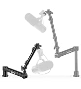 CAHAYA Mic Boom Arm Stand - Low Profile Adjustable Microphone Arm Desk Stand with 3.5" Extension ...