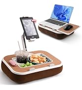 Tablet Pillow Stand with Snack Bowl, 360° Rotating Laptop Lap Desk for 4.7-13" Kindle/Tablet/Phon...