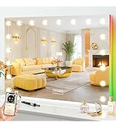 FENCHILIN 32 x 23 Inch RGB LED Vanity Mirror with Light and RGB Backlit Hollywood Lighted Makeup ...