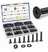 Kernmax 720PCS M4 Countersunk Screws, M4x6/8/10/12/16/18/20/25mm Phillips Flat Head Bolts Nuts & ...