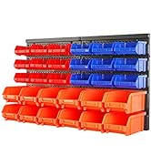 HORUSDY Wall Mounted Storage Bins Parts Rack 30PC Organizer Garage Plastic Shop Tool for Men's Gi...