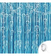 Under The Sea Party Decorations,2 Blue Fringe Backdrop 6 Bubble Garlands with Tape for Beach,Wate...
