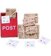 Abaodam Dollhouse Wooden Postbox with Miniature Mail Sack Postcard 1:12 Scale Mini Mailbox Toy Or...