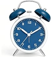 Noubnea 4.5" Simple Alarm Clock for Kids Seniors, Metal Analog Loud Alarm Clock with Backlight Du...