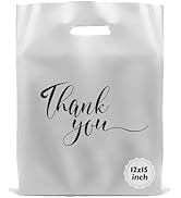 Rainbows & Lilies 100 Thank You Bags,12x15 Plastic Bags with Handles, Shopping Bags for Small Bus...