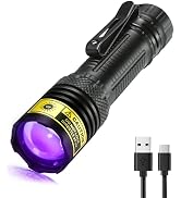 DARKDAWN UV Flashlight 395nm Black Light Mini USB Rechargeable Ultraviolet LED Blacklight Woods L...