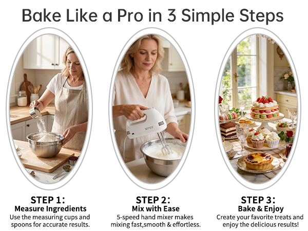 WEPSEN Hand Mixer Electric Mixing Bowls Set