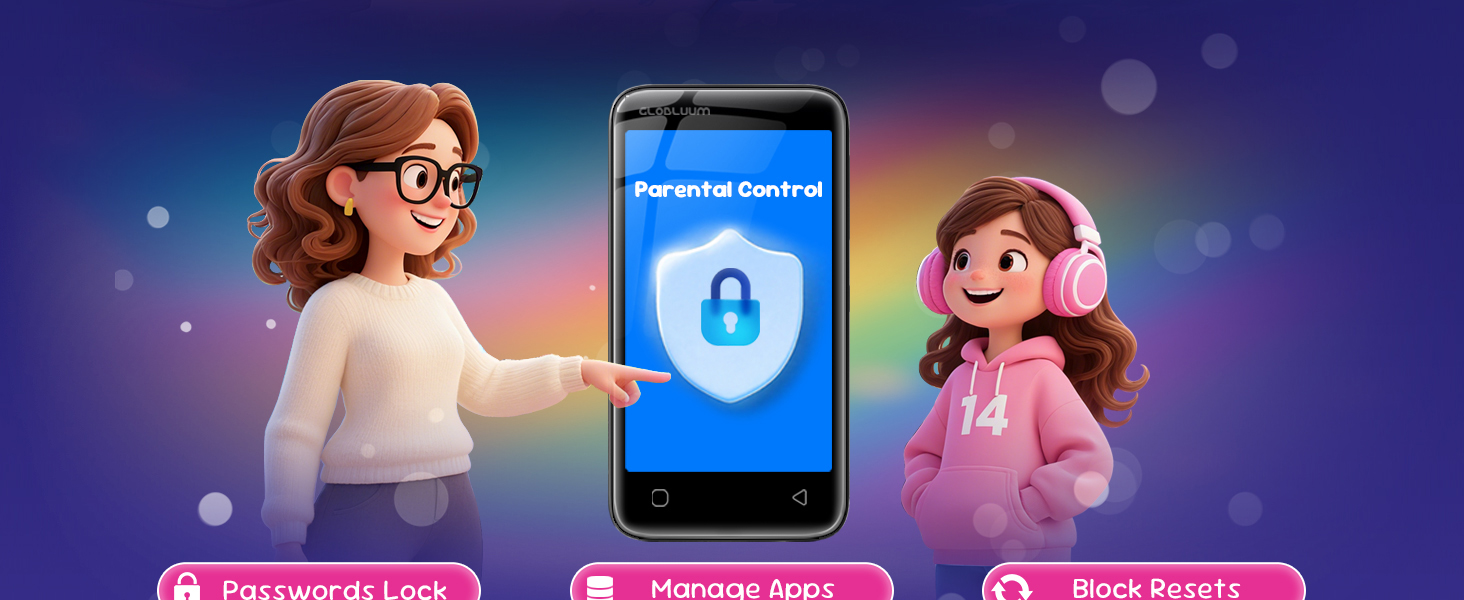 Parent setting parental controls on the kids’ MP3 player to keep listening safe.