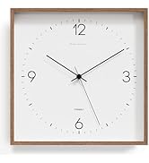 mooas Wooden Frame Flatwood Wall Clock,12" Non-Ticking Sweep Movement Decorative Battery Operated...
