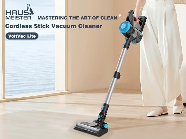 Hausmeister VoltVac Lite lightweight cordless stick vacuum cleaner for quick daily cleanups