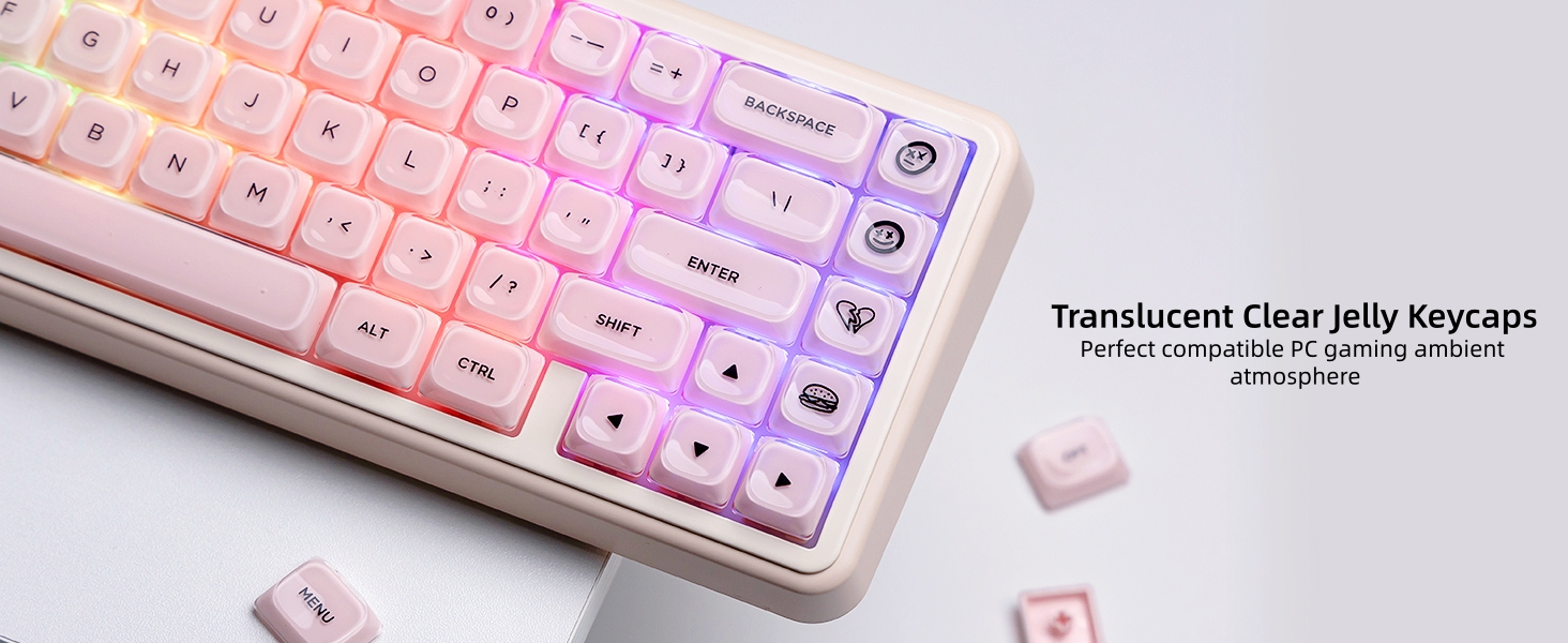 Jelly Low Profile Keycaps Shine Through Keycaps