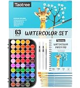 Taotree Watercolor Paint Set, 48 Colors Watercolors Kit Water Colors with 10 Paint Brushes, Brush...