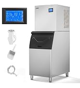 ROVSUN Commercial Ice Maker, 400LBS/24H Smart LCD Panel Commercial Ice Machine with 300LBS Storag...