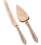 KSENDALO Rose Gold Cake Knife and Server Set, Elegant Cake Cutting Set for Weddings, Premium Cake...