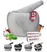 Gusto Nostro Natural Marble Mortar and Pestle Set | 5 Inch - 2.5 Cup Large Mortar Pestle Set for ...