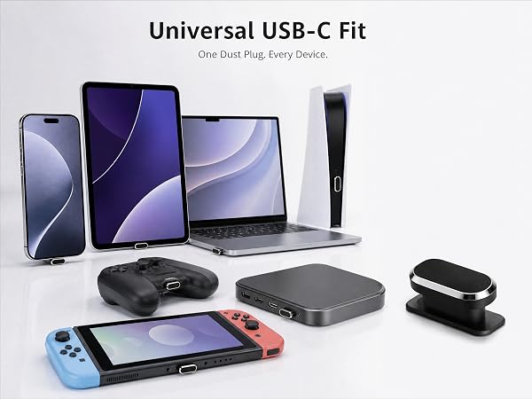 Anti-Lost USB-C Dust Plug Cover for iPhone 17/16/15 Plus/Pro/Max, Samsung Galaxy, Pixel