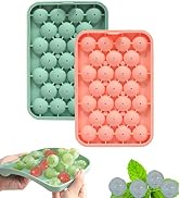 Sinoskye Silicone Ice Cube Molds 2 Pack, Round Ice Cube Tray Silicone with Lid, Flexible 25-Cavit...