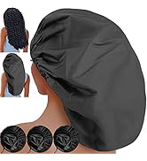 Sheomern 3 Pcs Super Jumbo Adjustable Satin Lined Shower Caps for Long Hair & Braids, Extra Extra...
