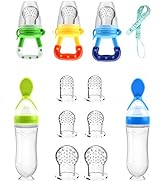 Food Feeder Baby Fruit Pacifier (3 Pcs) with 6 Different Sized Silicone Pacifiers 2 PCS Dispensin...