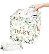Eaezerav 50 Pcs Greenery Diaper Raffle Tickets with Diaper Raffle Box Baby Shower Card Holder Box...