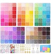 Funtopia 3mm 37000pcs+ Seed Beads for Jewelry Making, 120 Colors Small Glass Beads for Bracelets,...