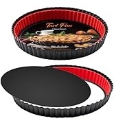 Tart Pan with Removable Bottom,9 Inch 10 Inch Tart and Quiche Pan,Non-stick Round Carbon Steel De...
