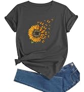 J&DHUASHA Women's Sunflower T-Shirt Short Sleeve Crewneck Floral Graphic Tees Summer Print Casual...