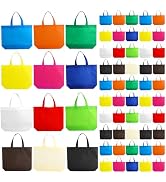 Nicunom 60 Pack Non-Woven Party Favor Bags, Colorful Reausable Gift Bags With Handles Tote Bags B...