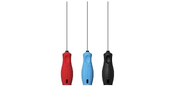 NoClogger tools shown in black, blue, and red with tagline “Unclog Any 3D Printer in a Few Seconds”