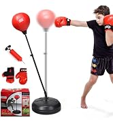 SPORFIT Punching Bag with Boxing Gloves, Inflatable Boxing Bag Set w/ 47”-60.5” Height Adjustable...
