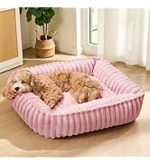 Jolifield Calming Dog Bed for Small Medium Dogs 24''x20'', Rectangle Orthopedic Soft Pet Sofa Bed...