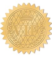 PRESSINART 100Pcs 2 Inch VIP Stickers Bulk Gold Foil Embossed Stickers VIP Word Crown Pattern Pla...