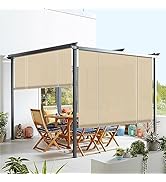 Windscreen4less Outdoor Shade Blinds Patio Roll Up Blackout Shades Exterior Roller Privacy Screen...