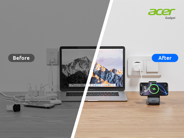 Acer 3 in 1 Charging Station Charger Stand, Qi2 Wireless Charger Station for iPhone