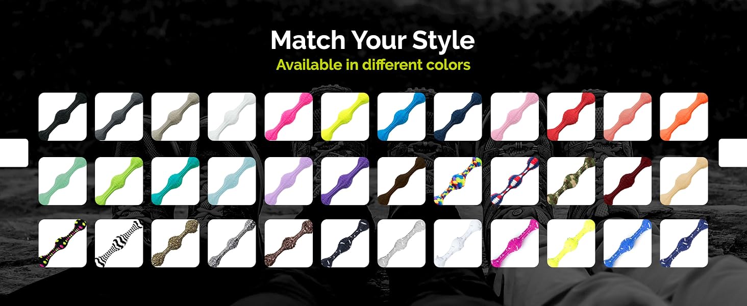 Match your style with Caterpy's no tie laces, available in a wide range of colors.
