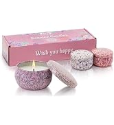 Candles Gifts for Women 3 Pack 2.5 oz Natural Floral Lavender Cherry and Rose Candles Set for Tra...