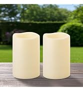 Yakpo 4" x 6" Waterproof Outdoor Candles with Timer Battery Operated, Large Outdoor LED Candles w...
