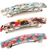 3 Pcs Womens Hair Barrettes Tortoise Cellulose Acetate Barrettes Small French Barrettes Automatic...