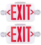 LIT-PaTH LED Combo EXIT Sign with 2 Adjustable Head Lights and Double Face, Back Up Batteries- US...