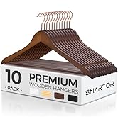 Smartor Wooden Hangers 10 Pack, Sturdy Coat Hangers for Closet, Quality Non Slip Hangers, Premium...