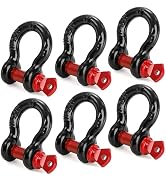 Bekith 6 Pack 1/2" D Ring Shackle 2.0 Ton (4,000 lbs) Capacity with Screw Pin Heavy Duty Shackles...
