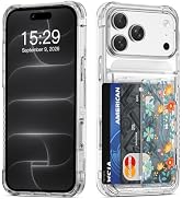 ACANDYA for iPhone 18 Pro Max Case Wallet Clear Card Holder Clear Flower | Transparent Cover for ...