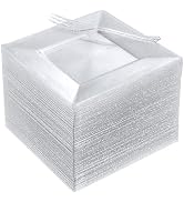 DaYammi 100 Pcs Plastic Dessert Plates 6" with 100 Pcs Plastic Forks 5.7"- Silver Glitter Disposa...