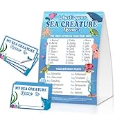 EQIUAG What's Your Sea Creature Name, Funny Sea Creature Theme Game Cards Set,1 Game Sign and 30 ...