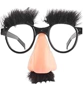 Mozff Funny Big Nose Glasses with Eyebrows and Mustache, Halloween Costume Accessory, Photo Prop