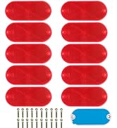 WUSHIXAN 10 Pack Oval Reflectors Red Self Adhesive Or Drill Mount Quick Mount for Driveway Fence ...