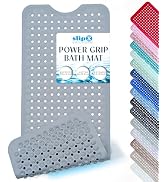 SlipX Solutions 39"x16" Power Grip Non Slip Bathtub Shower Mat, Gray | Stronger Wet Surface Prote...