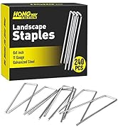 HongWay 240pcs Landscape Staples, 6 Inch 11 Gauge Fabric Stakes Galvanized Garden Staples and U-S...